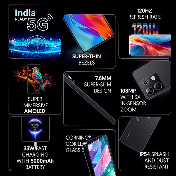 Buy Redmi Note 13 5G 6 GB RAM 128 GB Stealth Black Mobile - Vasanth and Co